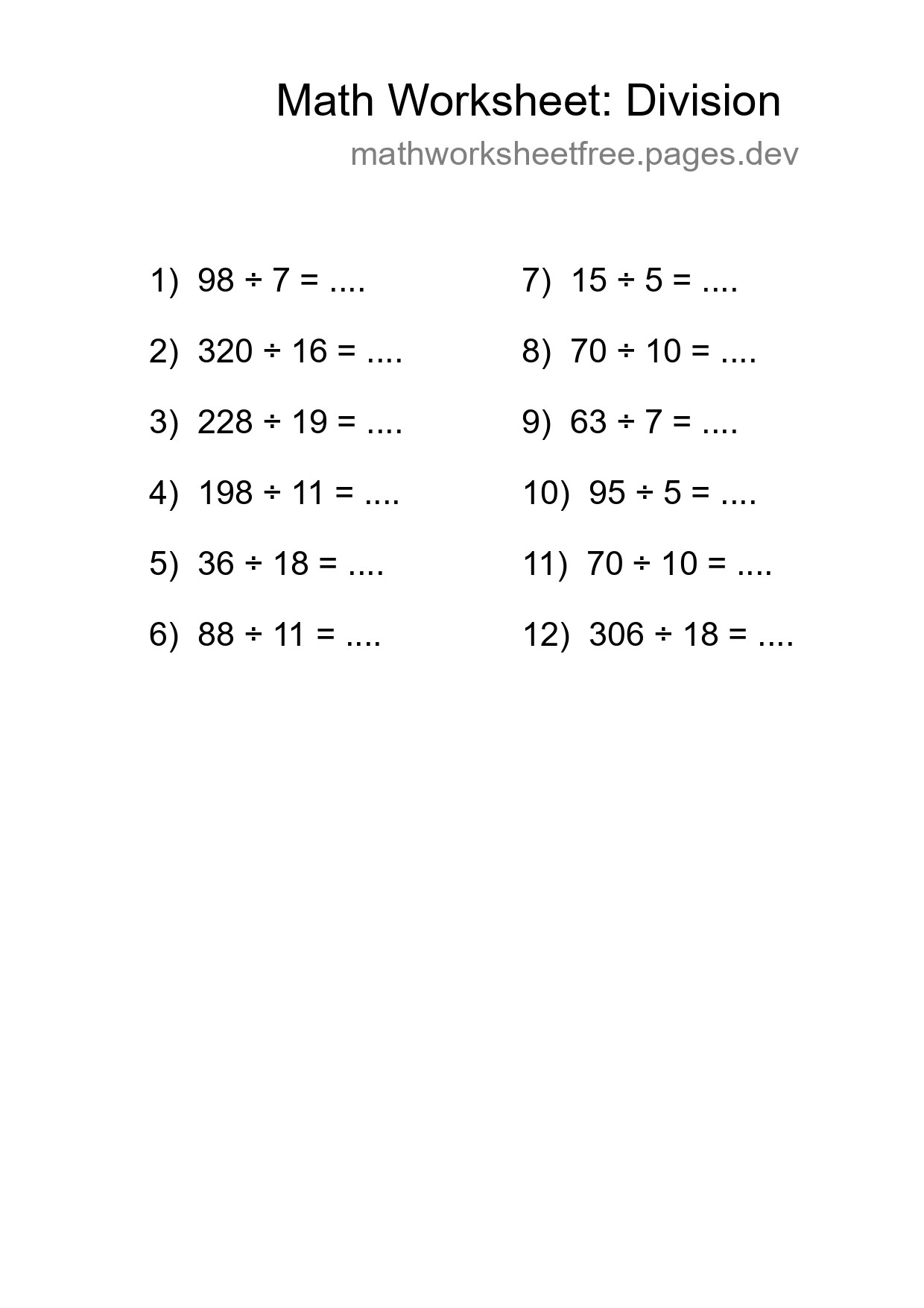 Free 12 Division Math Worksheet For Grade 2 With Answers - Part 44
