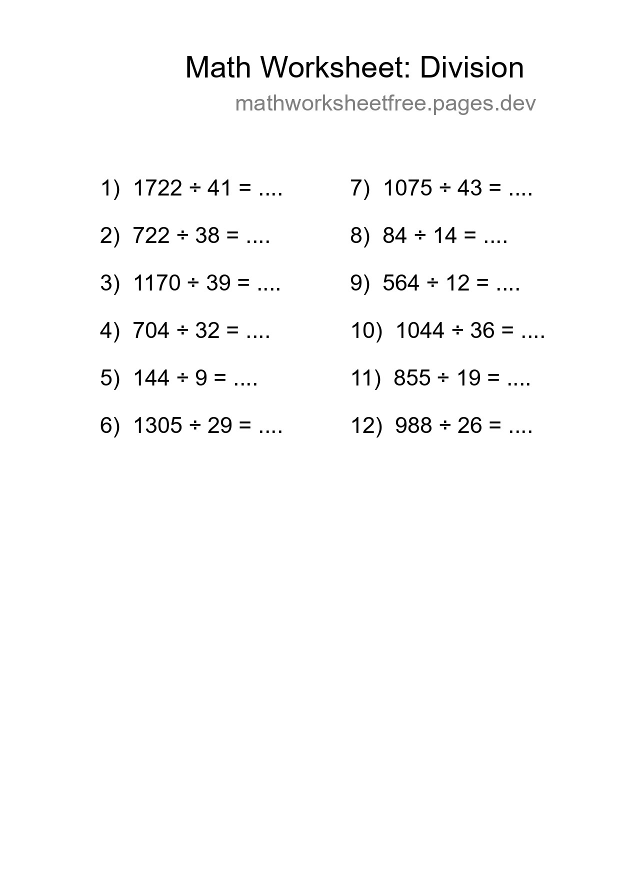 Free 12 Division Math Worksheet For Grade 2 With Answers - Part 94