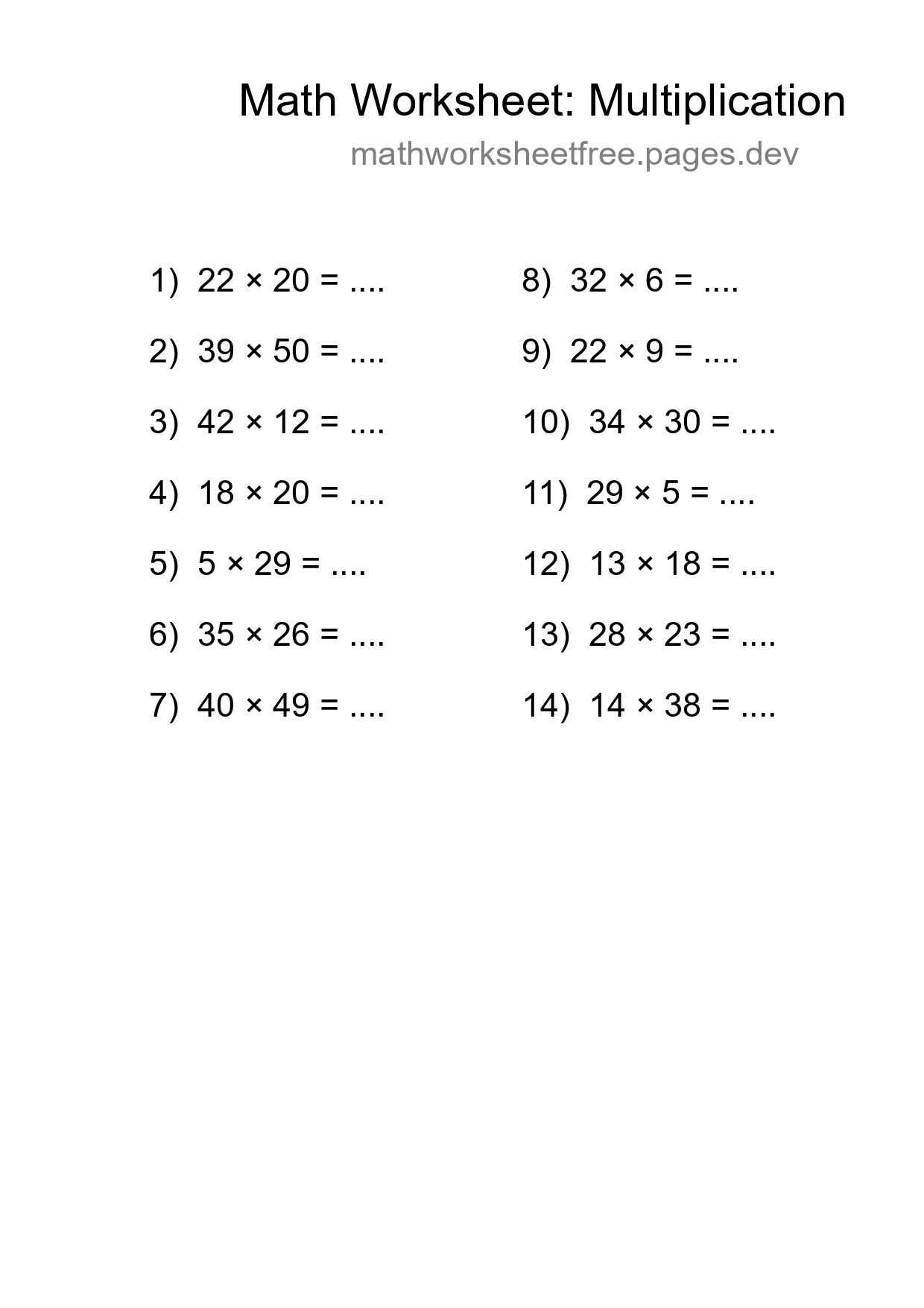 Free 14 Multiplication Math Worksheet For Grade 2 - Part 247