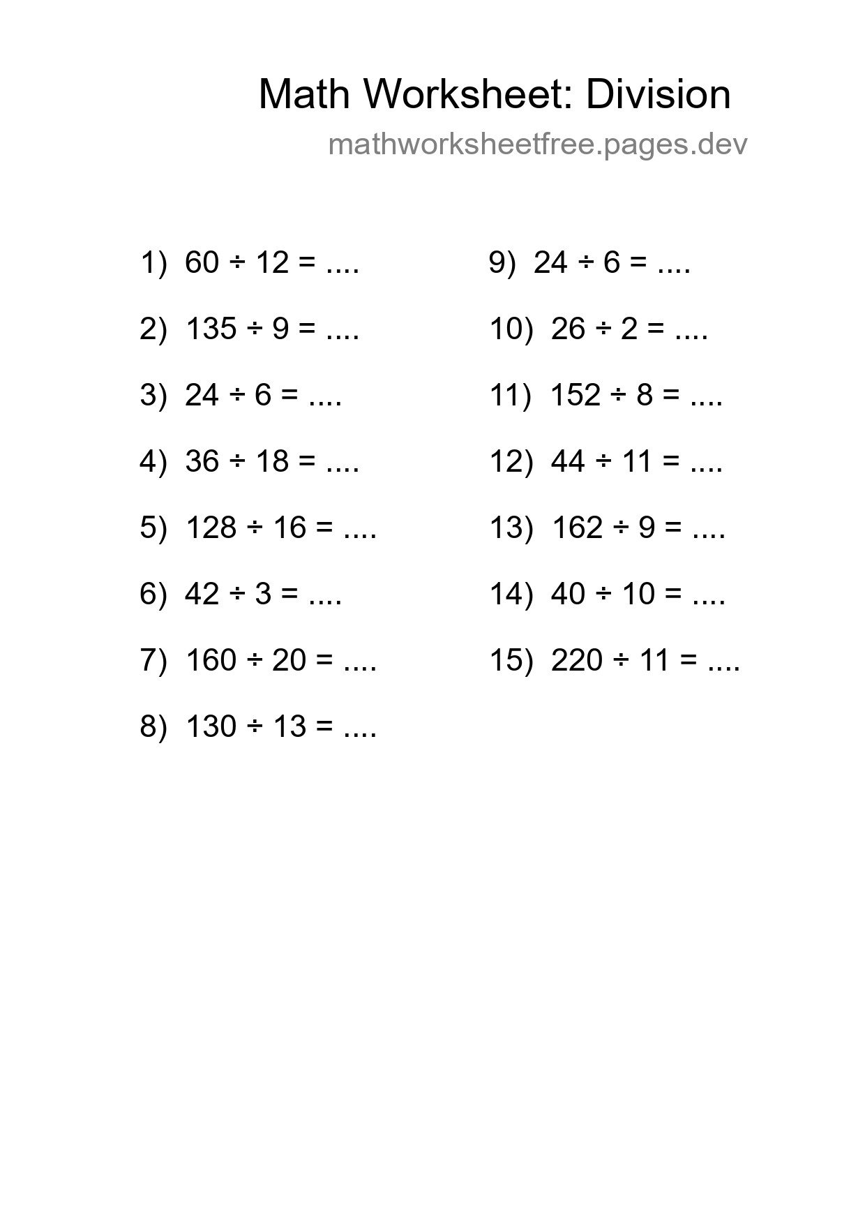 Free 15 Division Math Worksheet For Grade 2 - Part 34