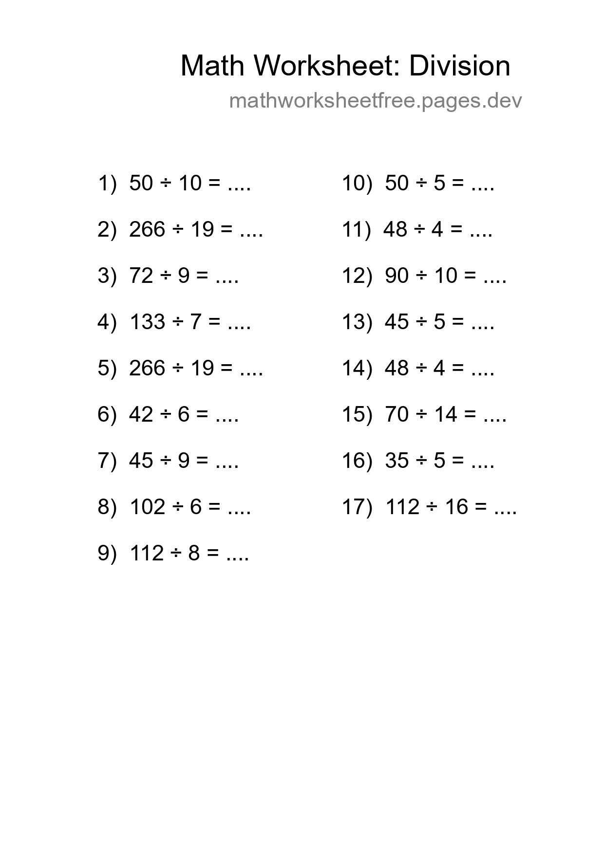 Free 17 Division Math Worksheet For Grade 2 - Part 14