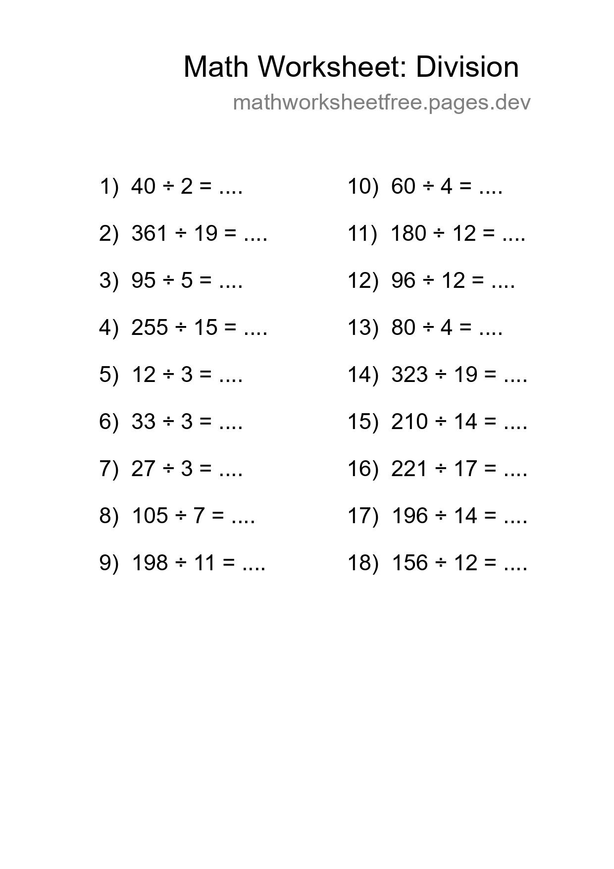 Free 18 Division Math Worksheet For Grade 2 - Part 194