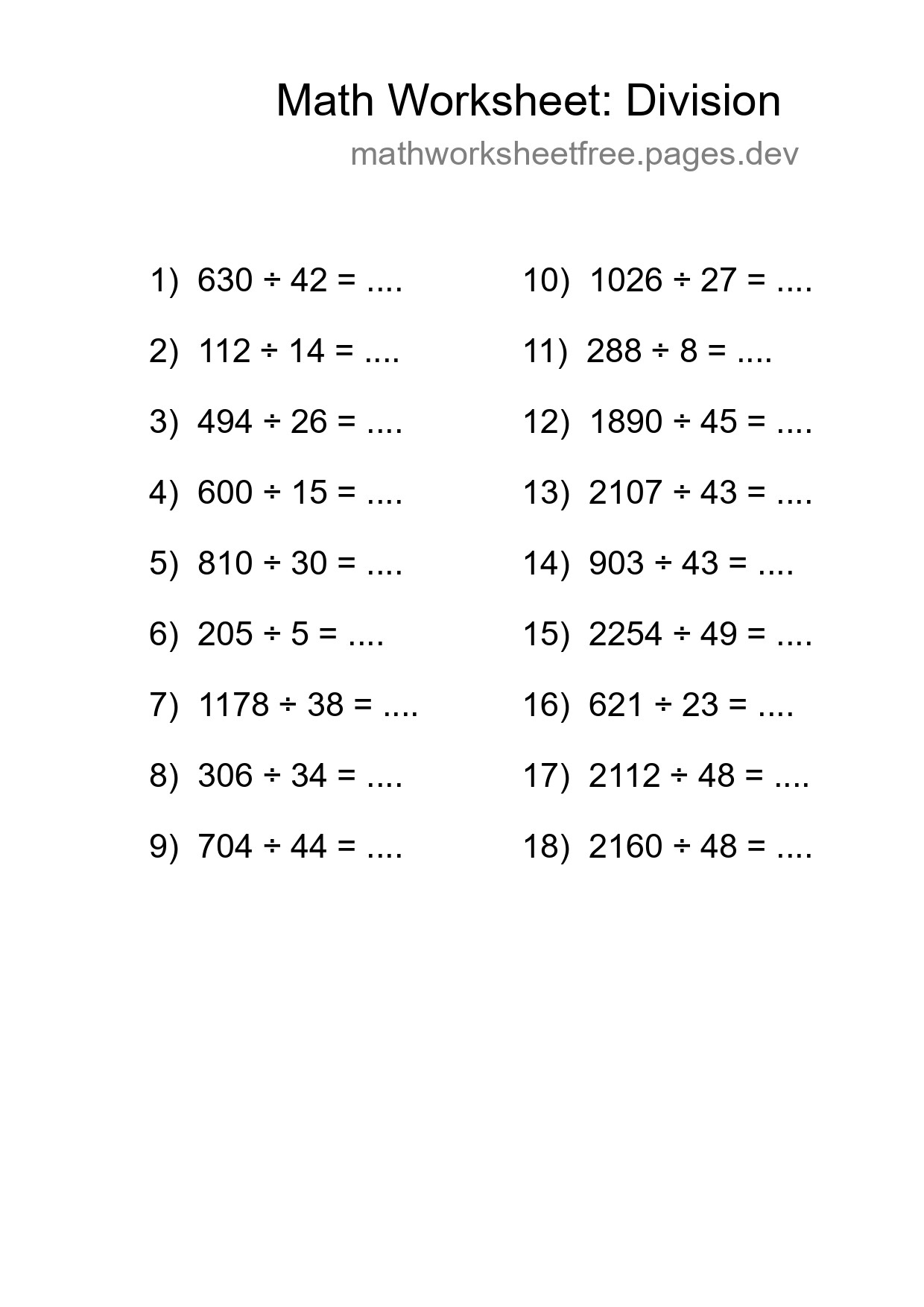 Free 18 Division Math Worksheet For Grade 2 - Part 284