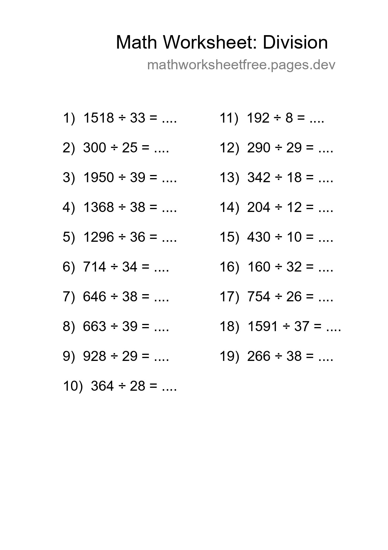 Free 19 Division Math Worksheet For Grade 2 - Part 174