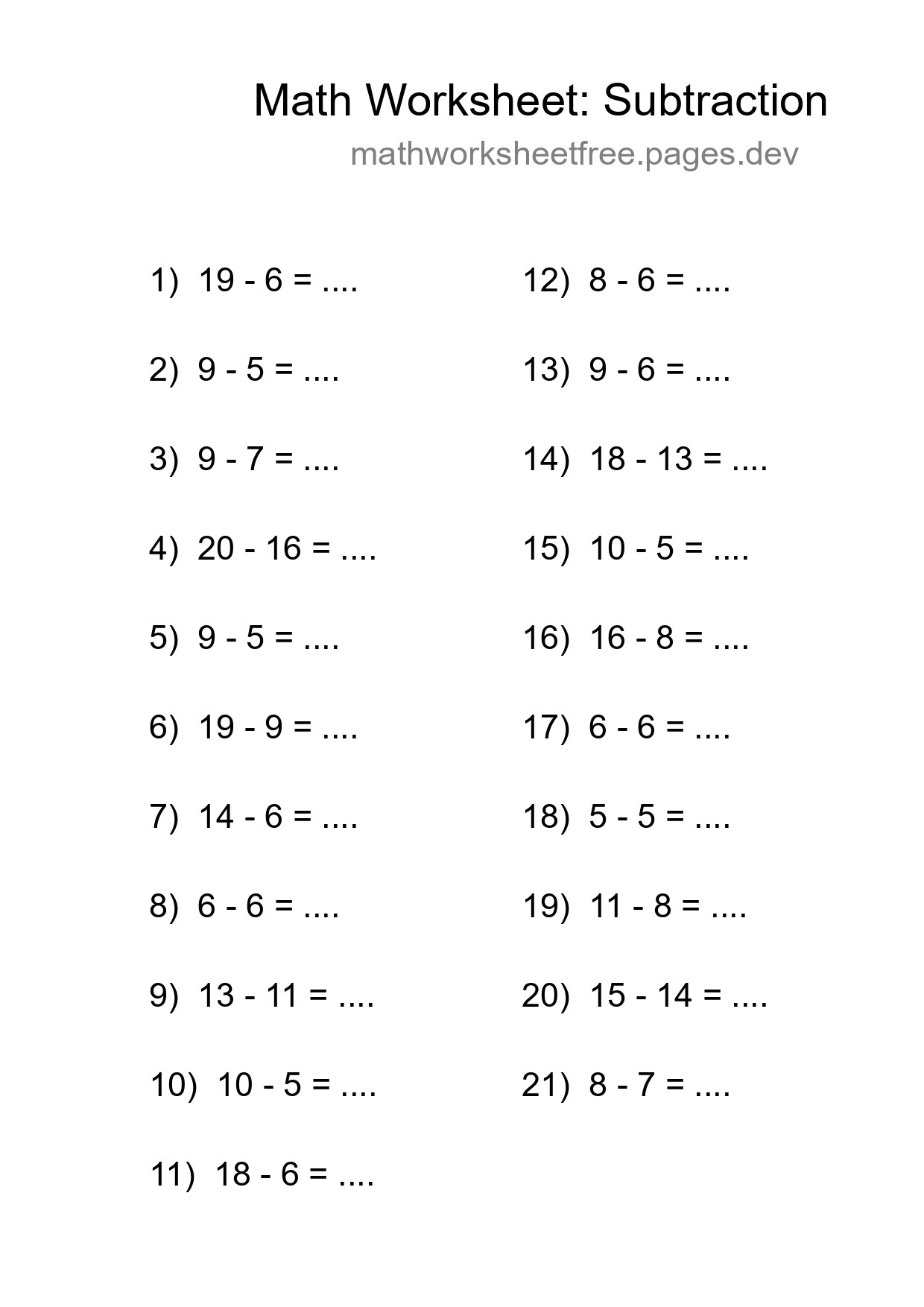 Free 21 Subtraction Math Worksheet For Grade 2 - Part 248