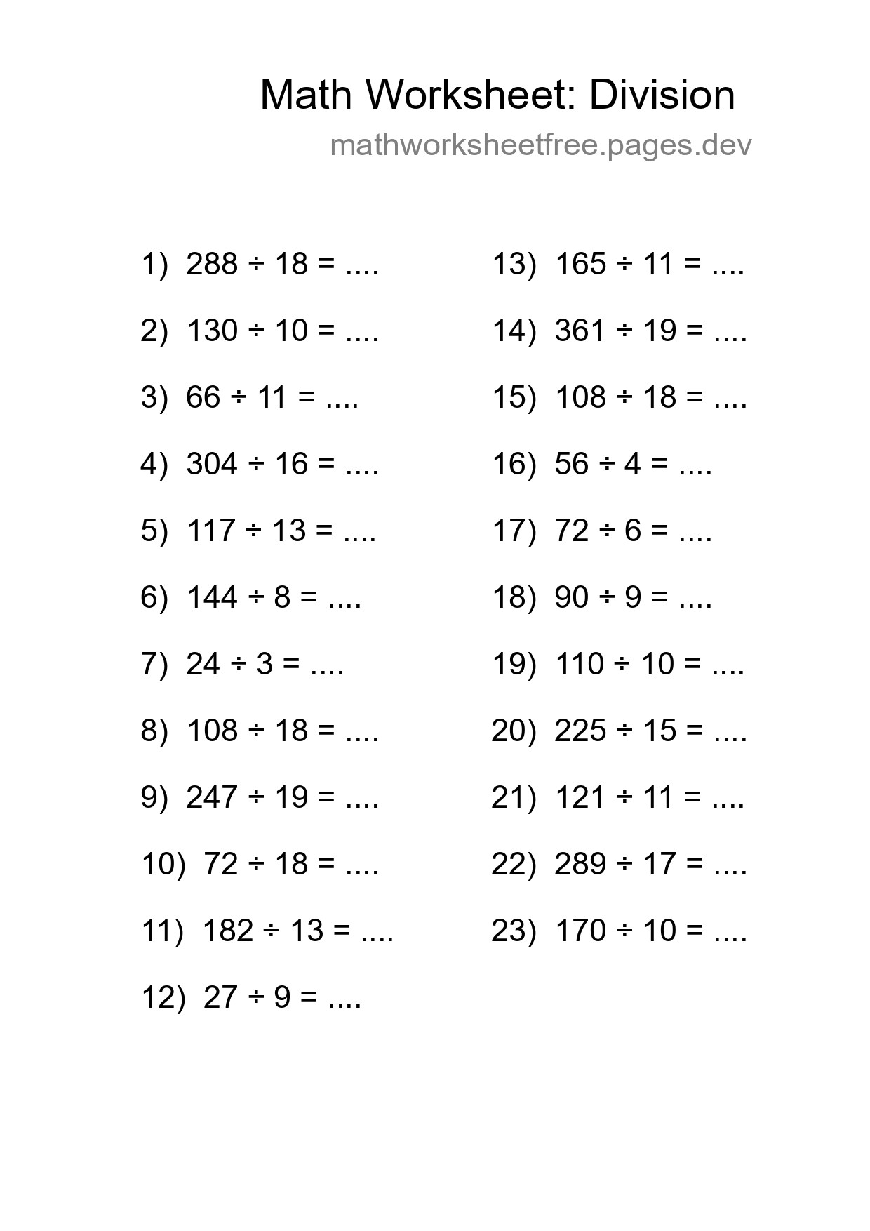 Free 23 Division Math Worksheet For Grade 2 - Part 154
