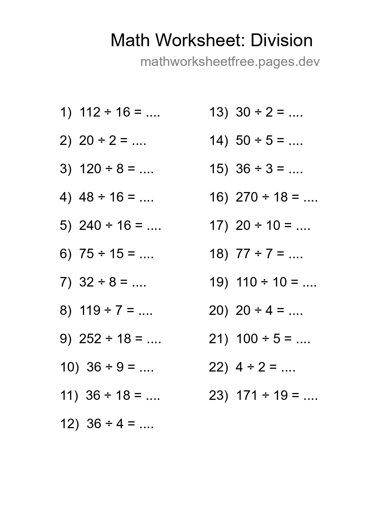 Free 23 Division Math Worksheet For Grade 2 - Part 4