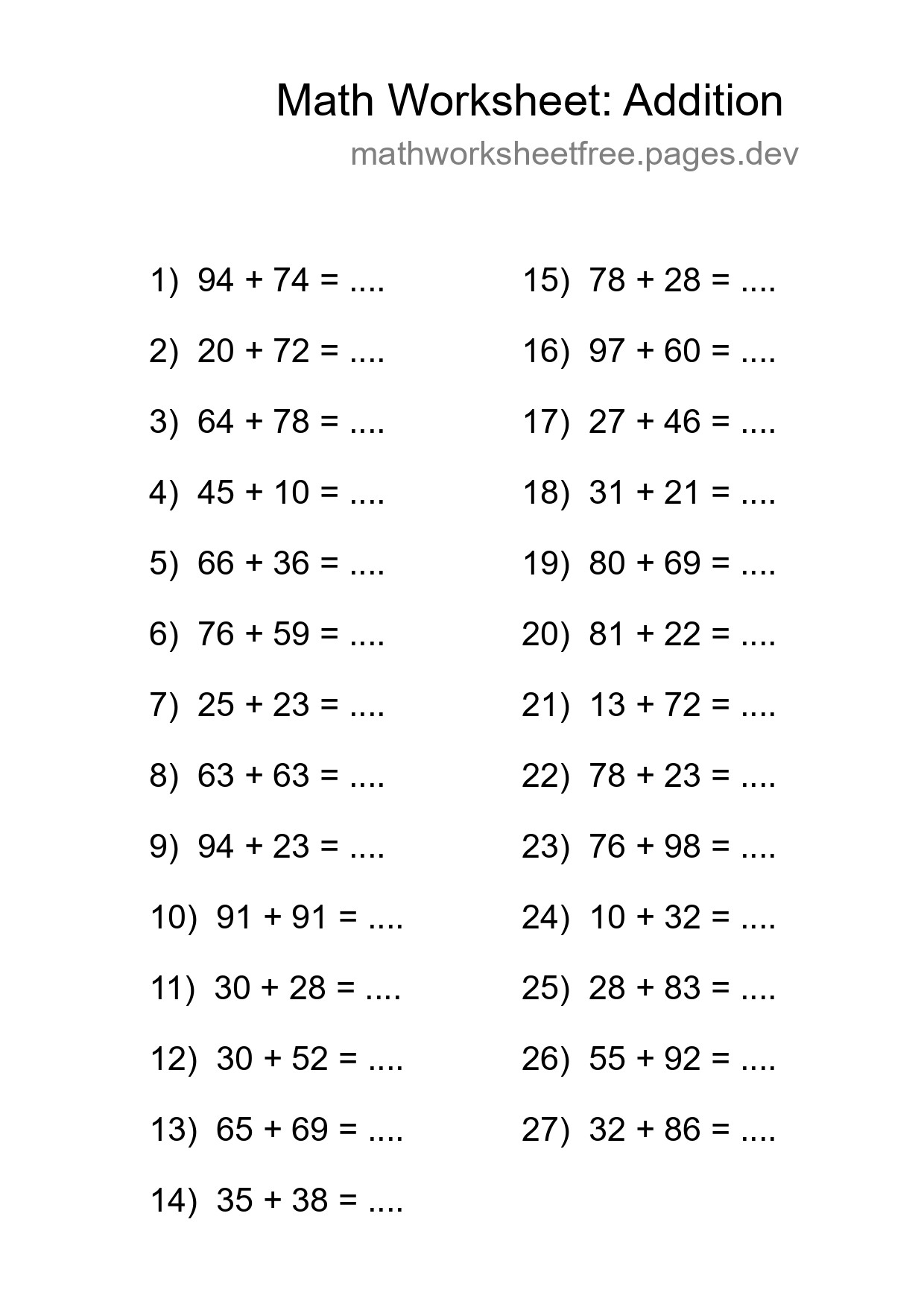 Free 27 Addition Math Worksheet For Grade 3 With Answers - Part 221