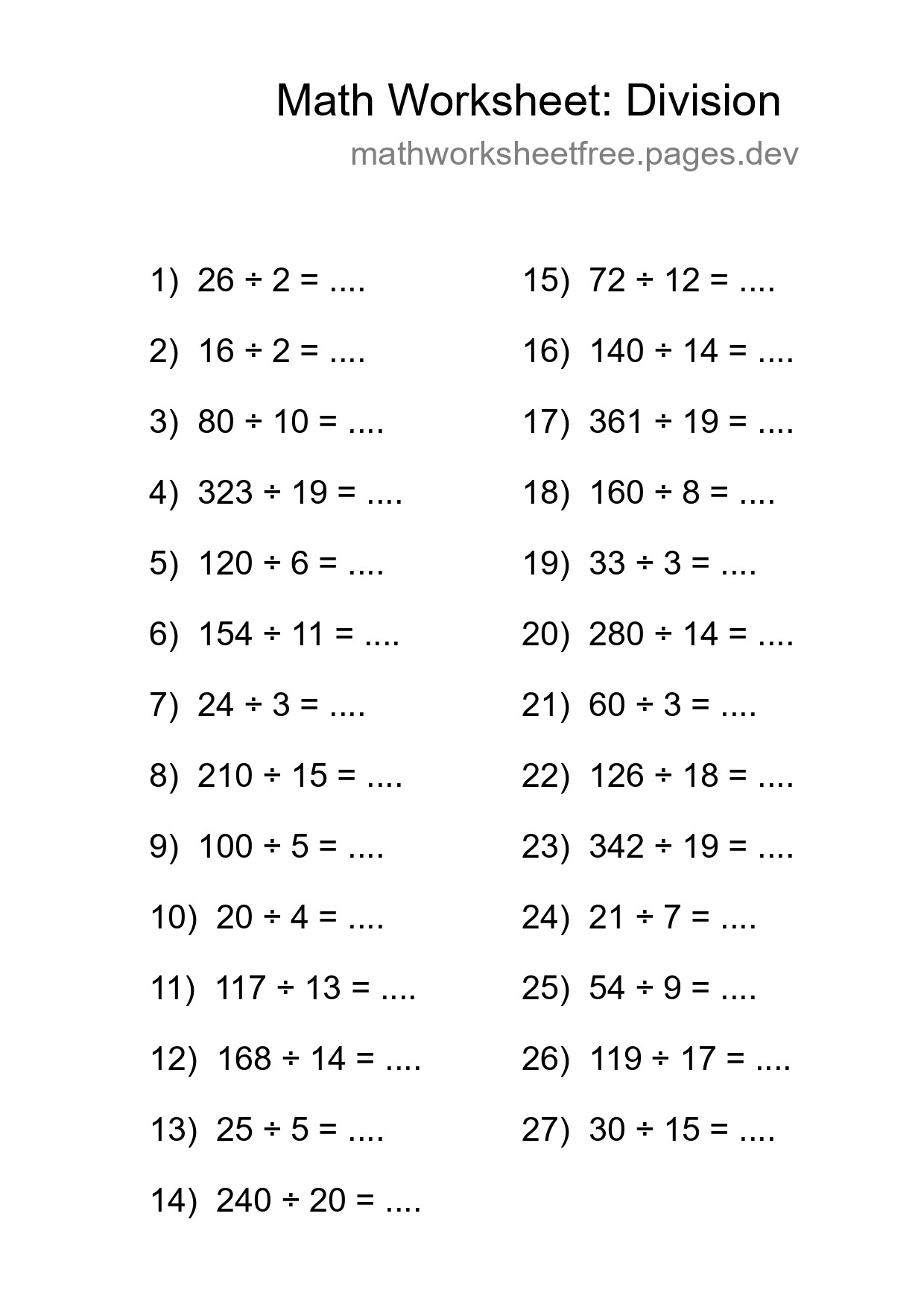 Free 27 Division Math Worksheet For Grade 2 - Part 124