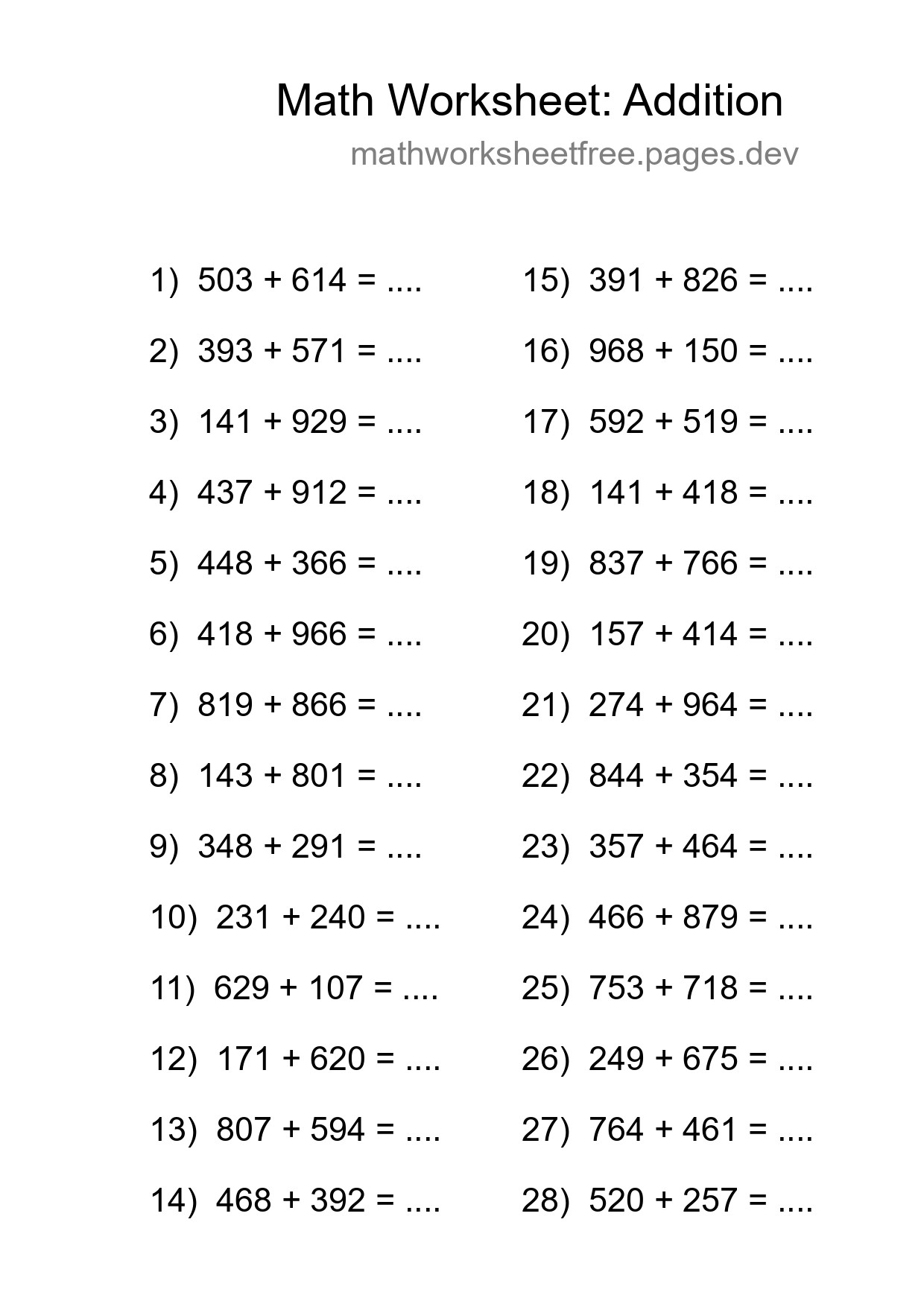 Free 28 Addition Math Worksheet For Grade 5 With Answers - Part 141