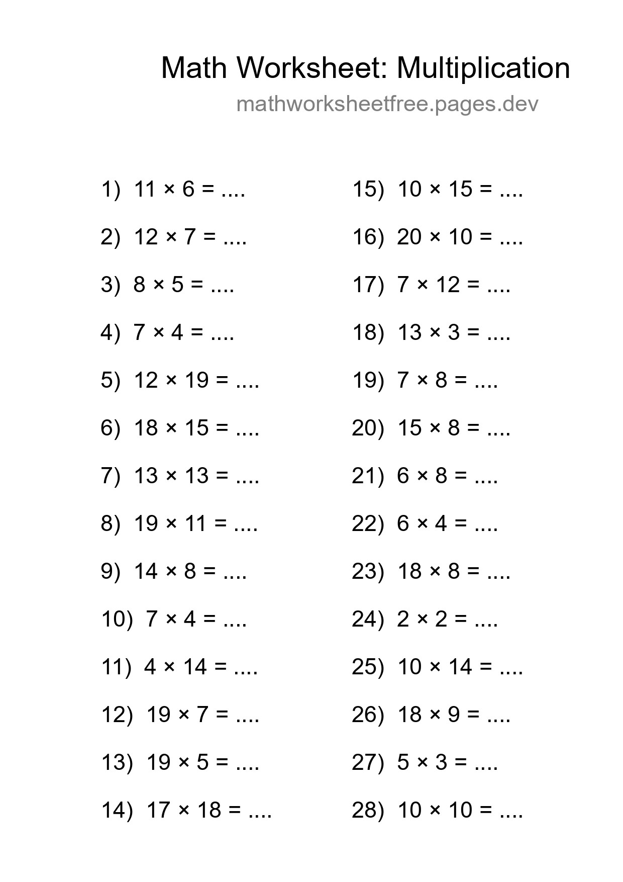 Free 28 Multiplication Math Worksheet For Grade 2 With Answers - Part 117