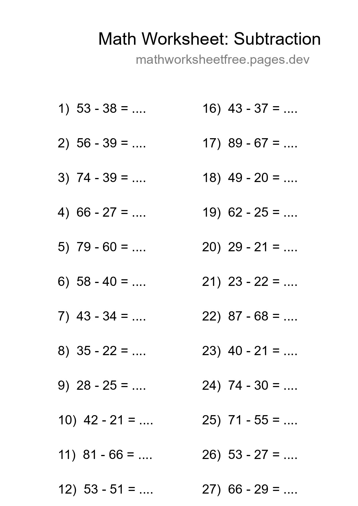 Free 29 Subtraction Math Worksheet For Grade 3 - Part 268
