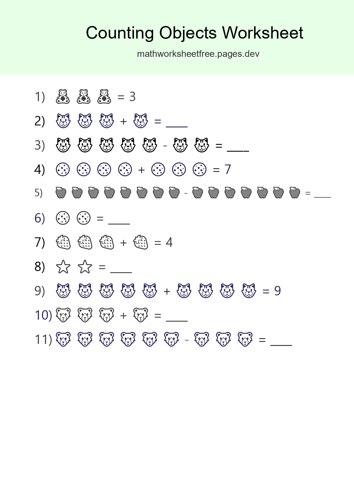 Free Counting Objects Worksheet For Kindergarten - Part 213