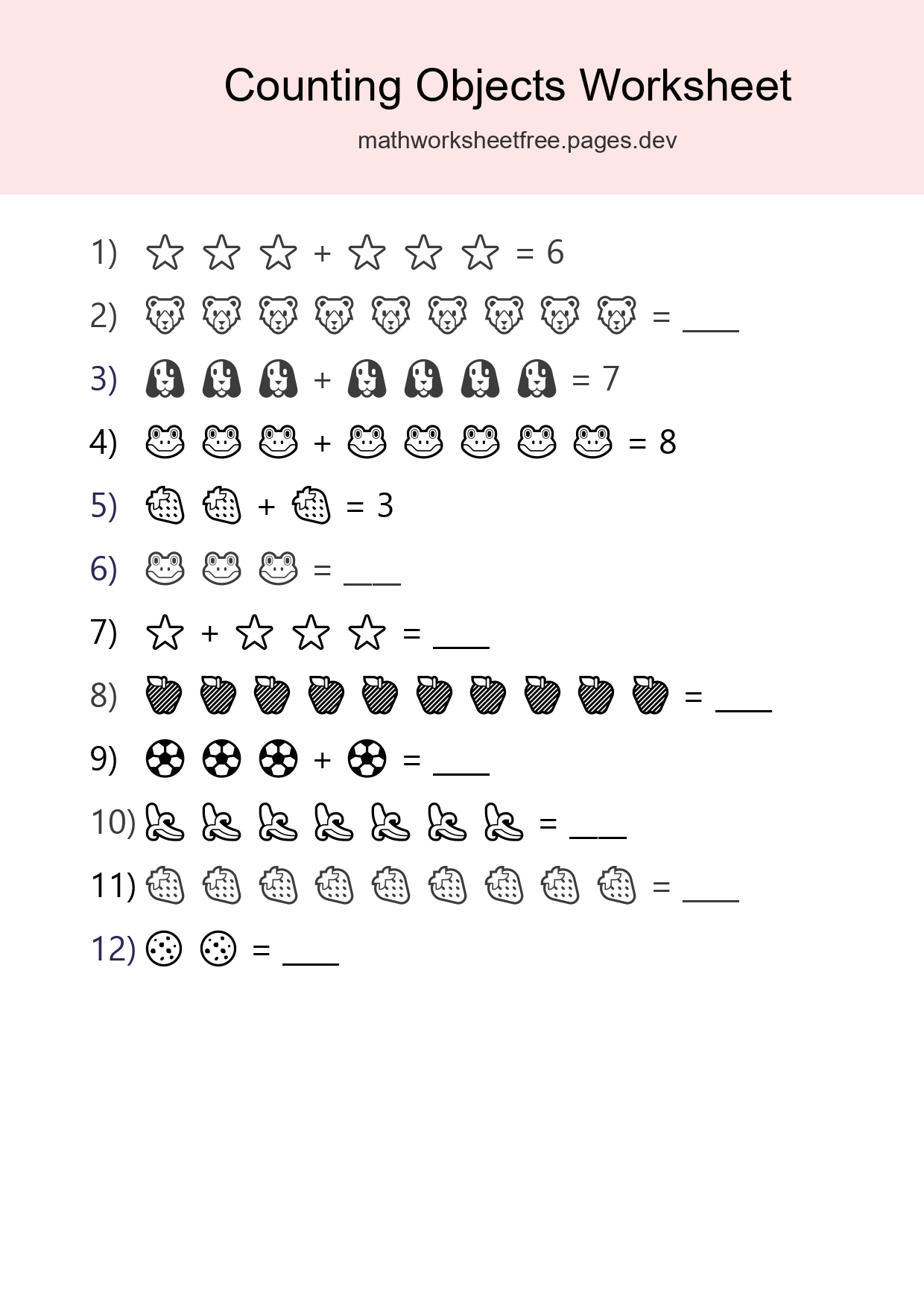 Free Counting Objects Worksheet For Kindergarten - Part 283