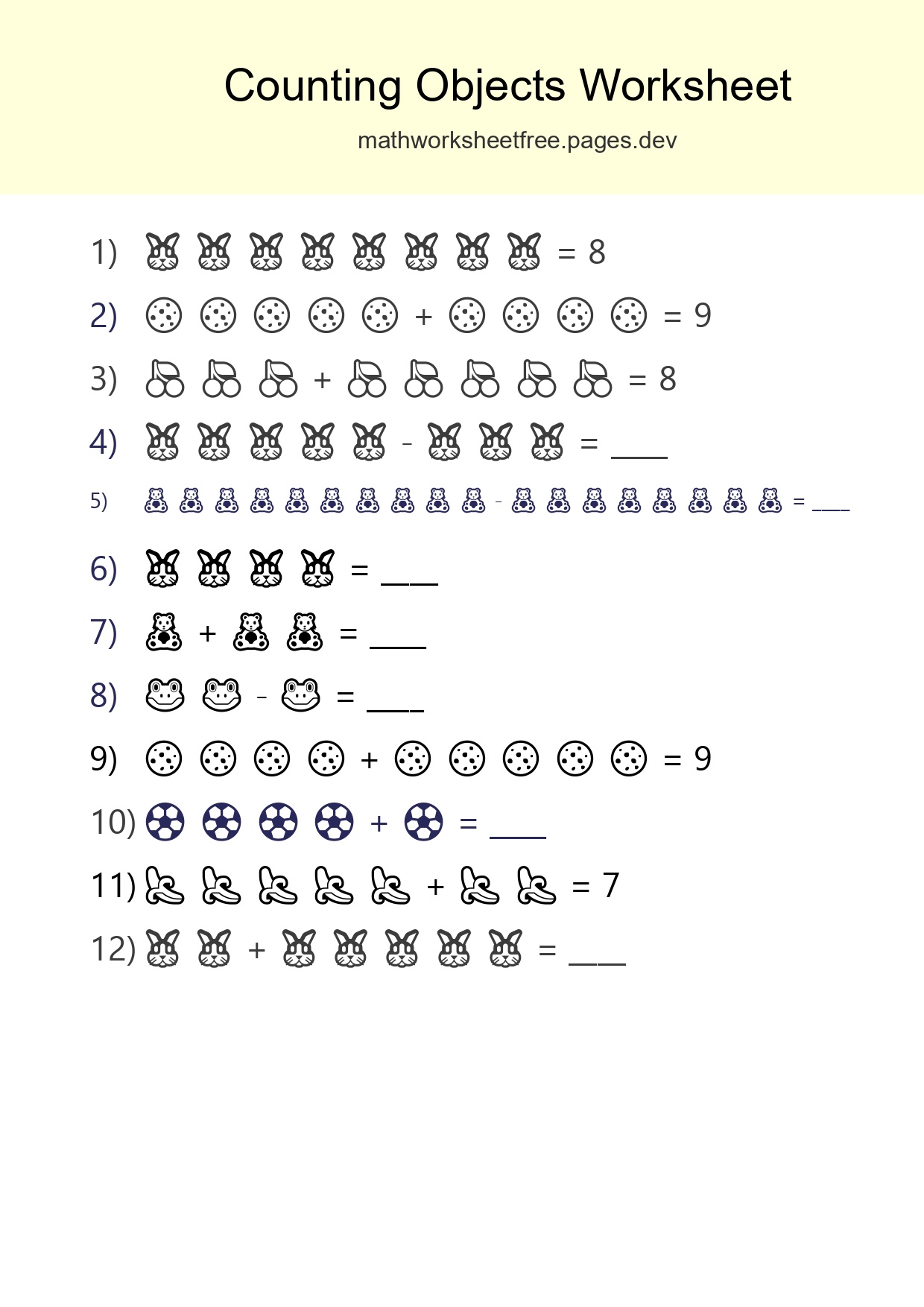Free Counting Objects Worksheet For Kindergarten - Part 63