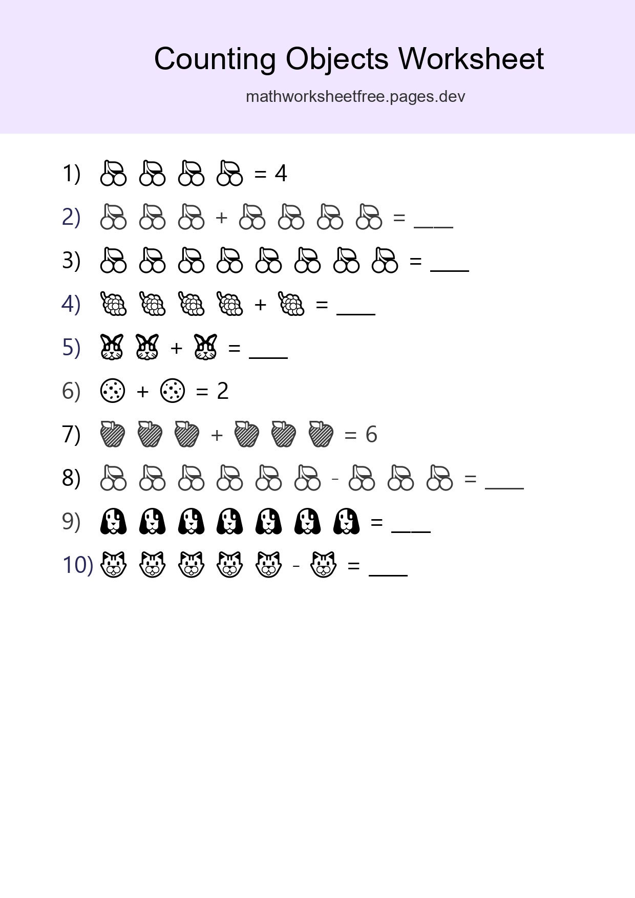 Free Counting Objects Worksheet For Kindergarten Printable - Part 3