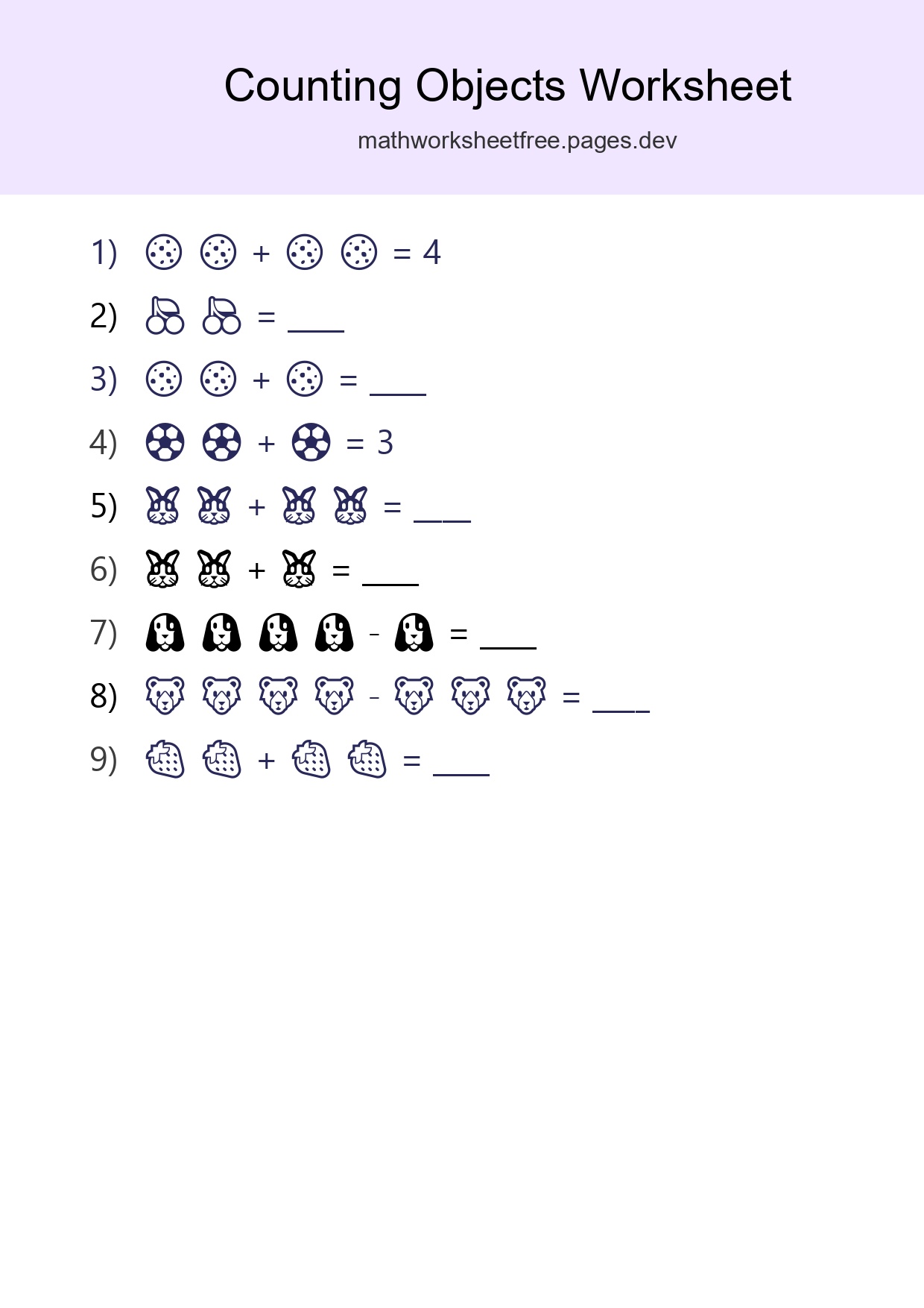 Free Counting Objects Worksheet For Pre-K - Part 163