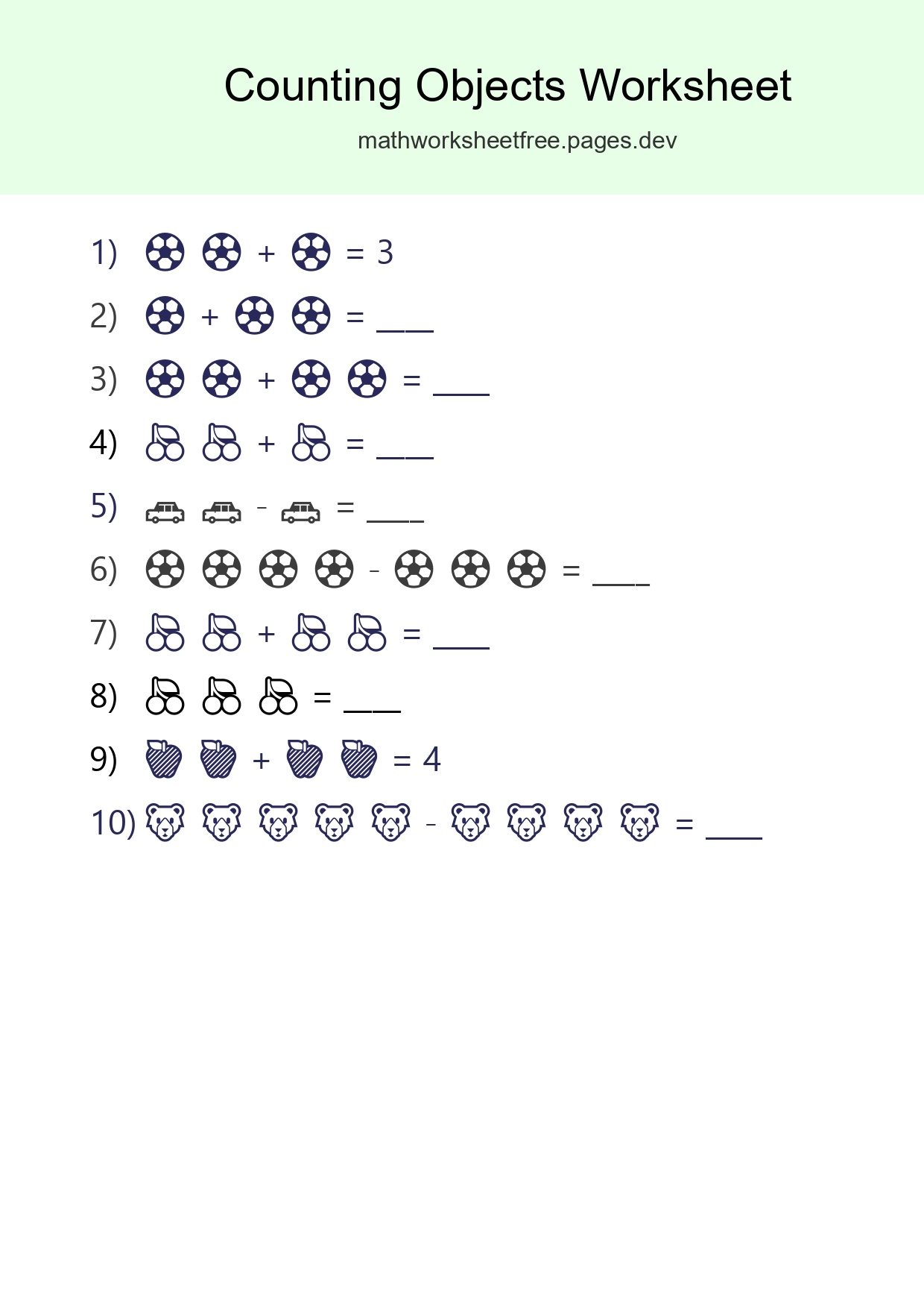 Free Counting Objects Worksheet For Pre-K - Part 253