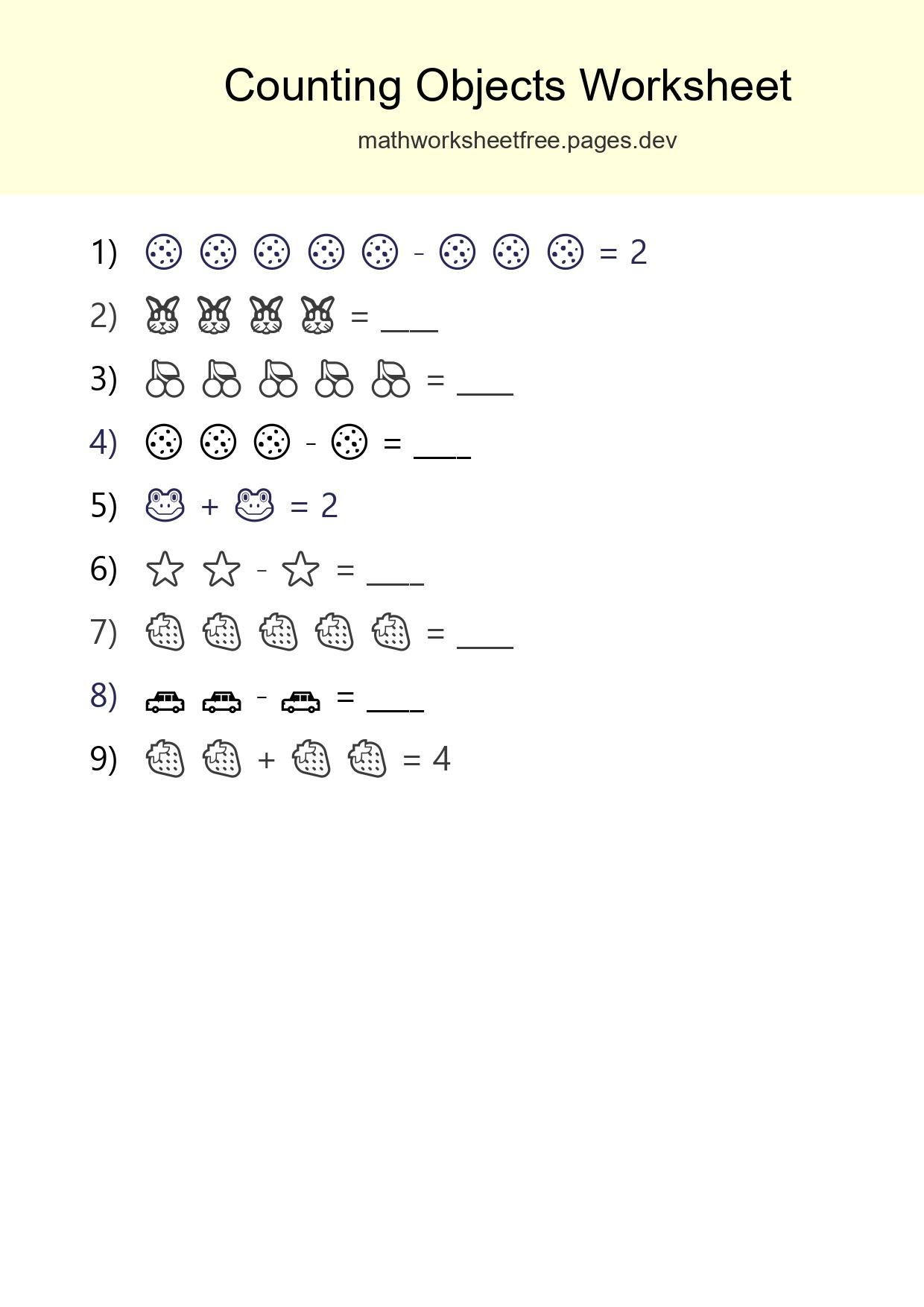 Free Counting Objects Worksheet For Pre-K - Part 53