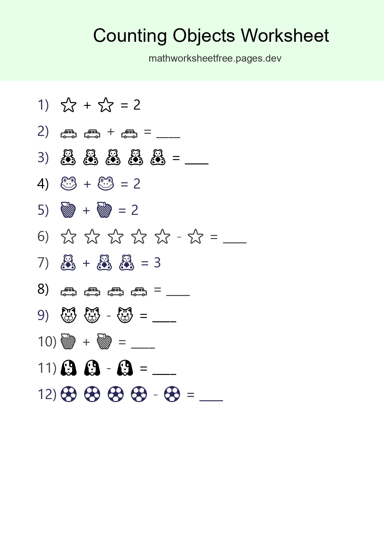 Free Counting Objects Worksheet For Pre-K Printable - Part 103