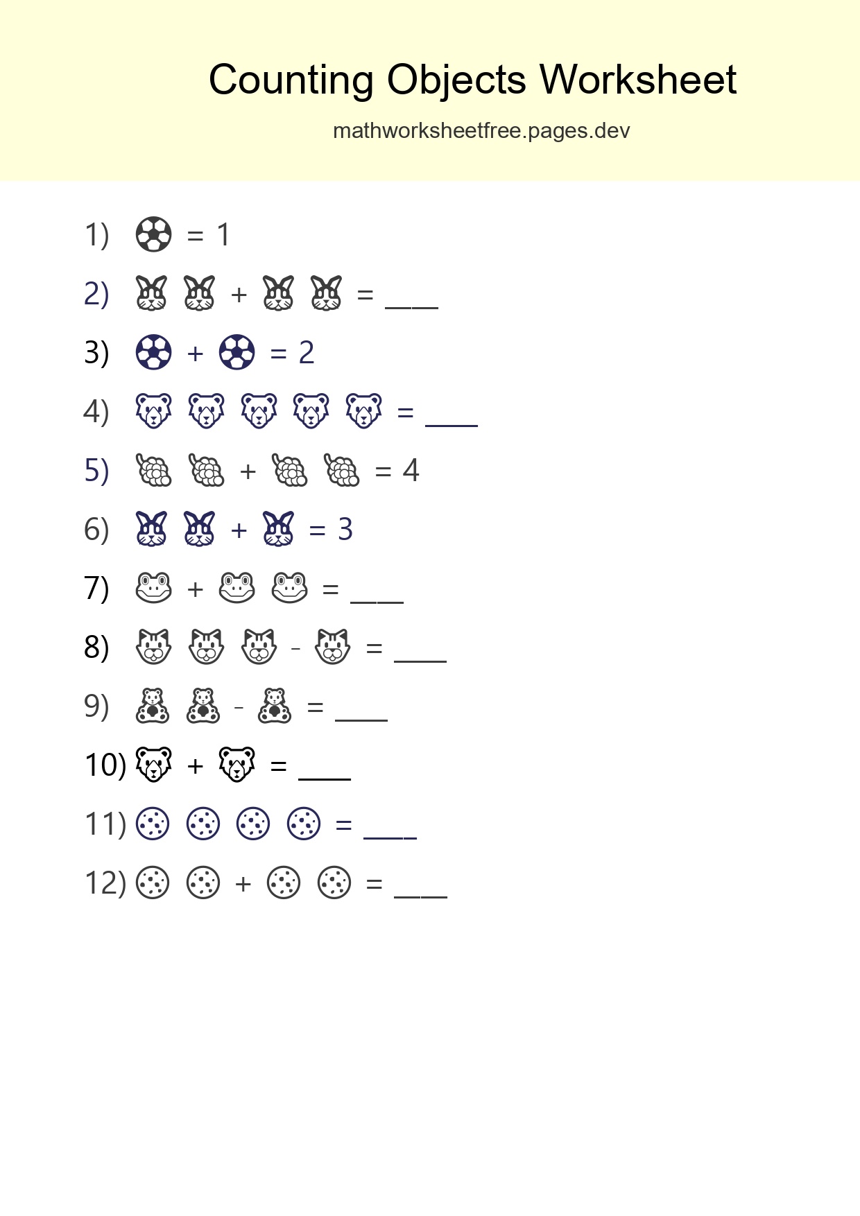 Free Counting Objects Worksheet For Pre-K Printable - Part 83