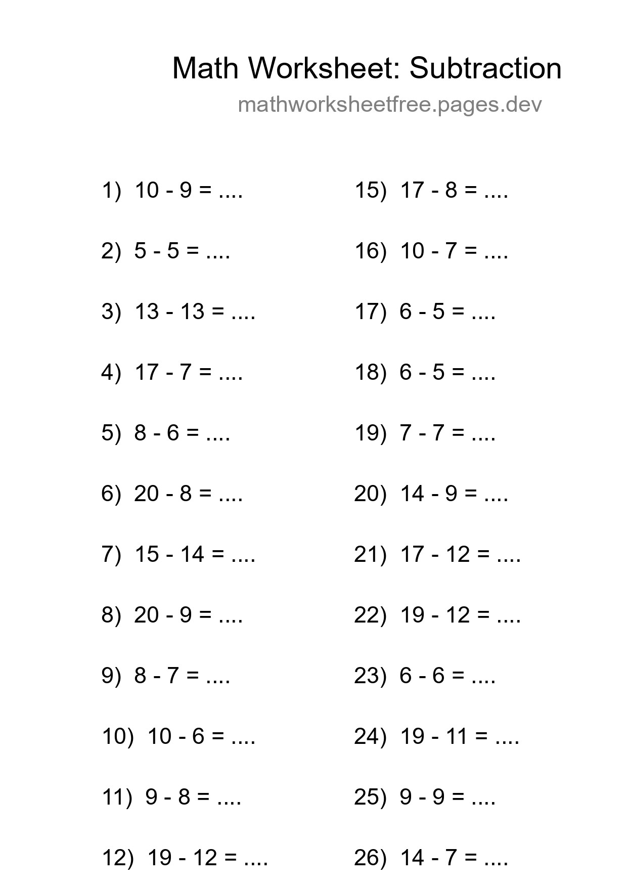 Grade 2 Subtraction Practice Worksheet (27 Problems) - Part 128
