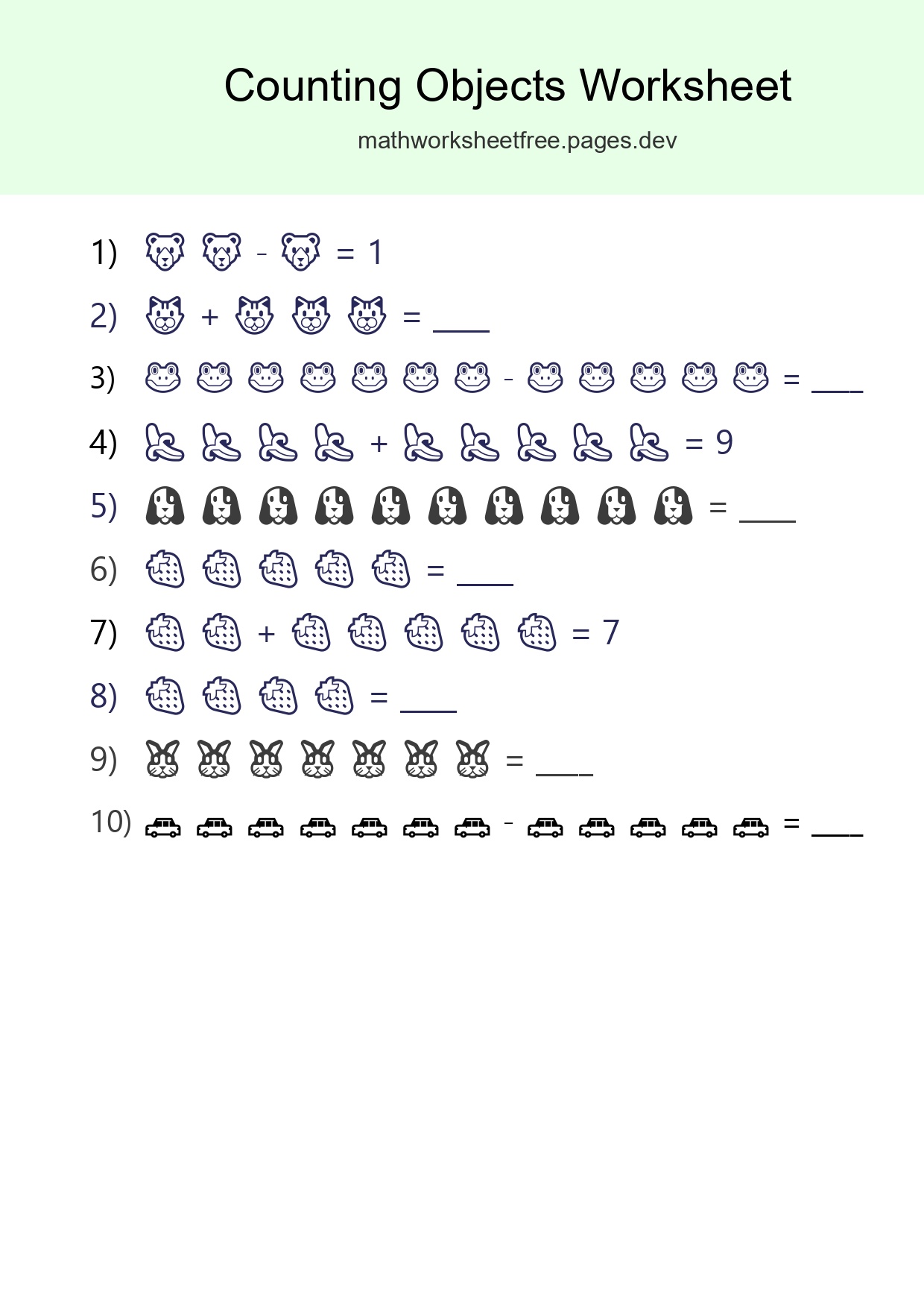 Kindergarten Count The Objects Worksheet - Part 123