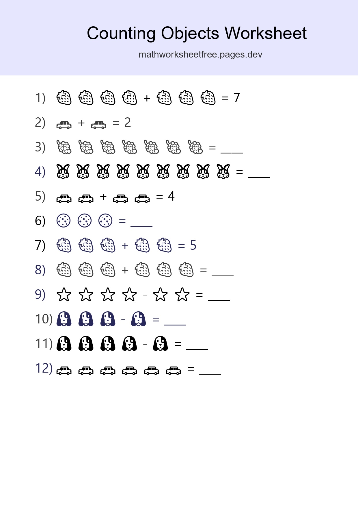 Kindergarten Count The Objects Worksheet - Part 13