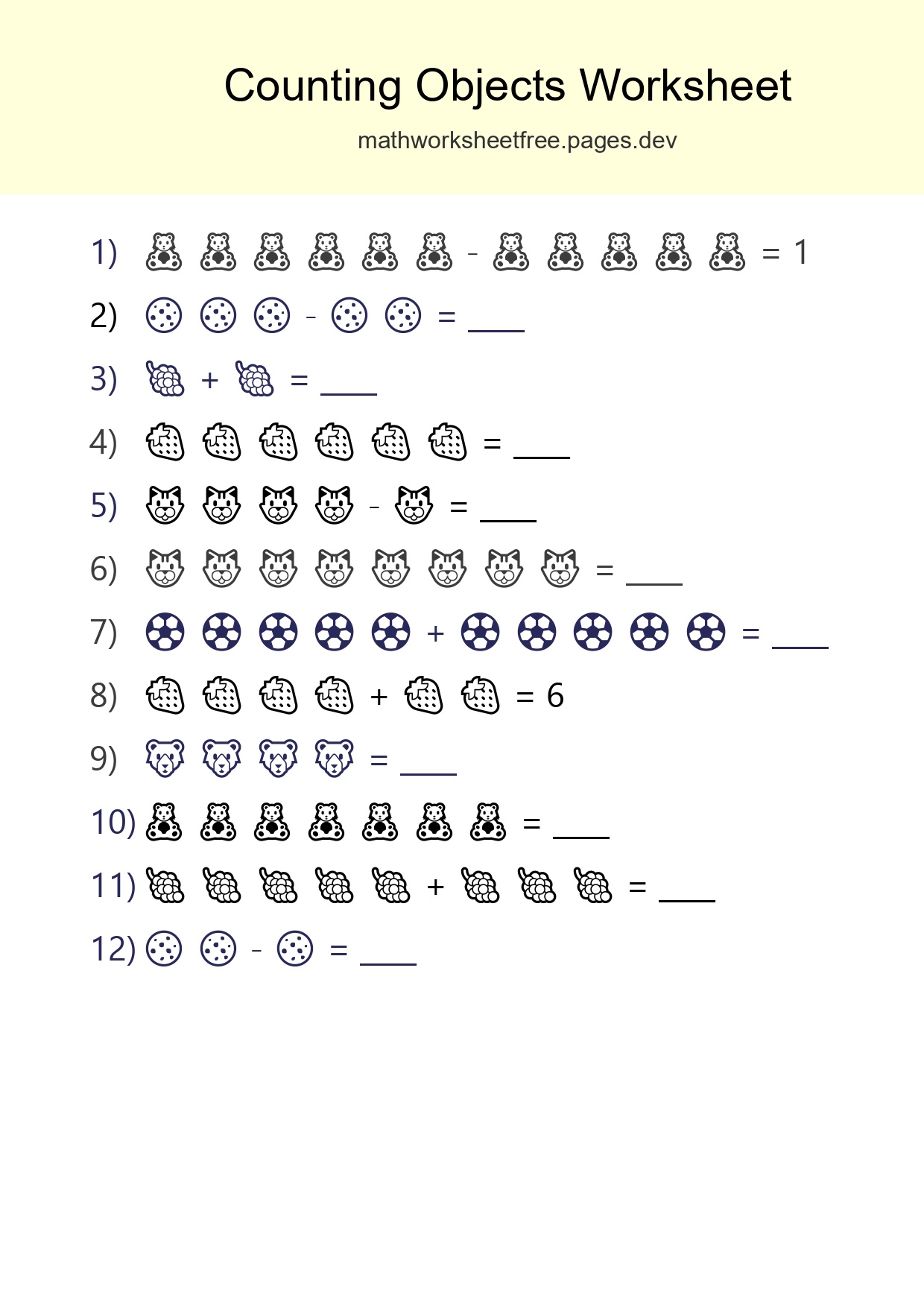Kindergarten Count The Objects Worksheet - Part 183