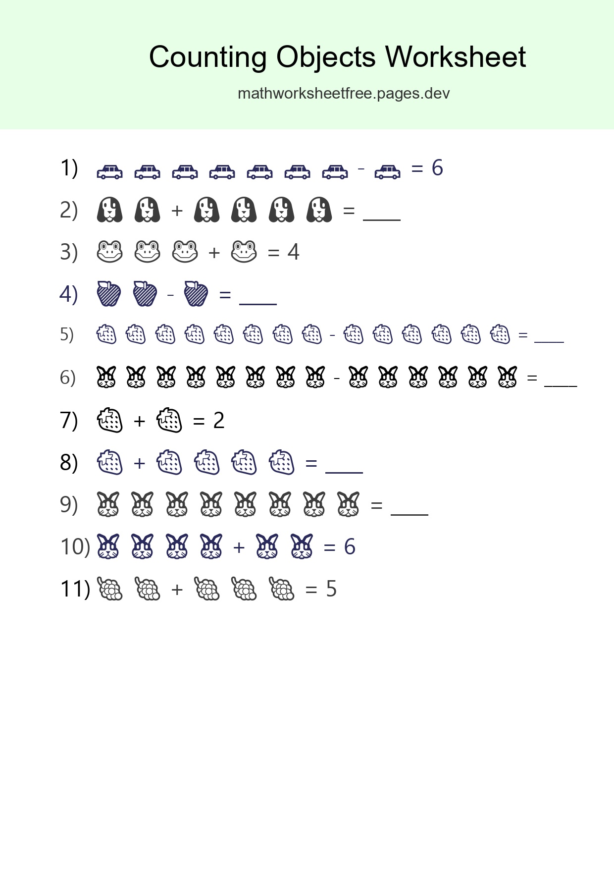 Kindergarten Count The Objects Worksheet - Part 23
