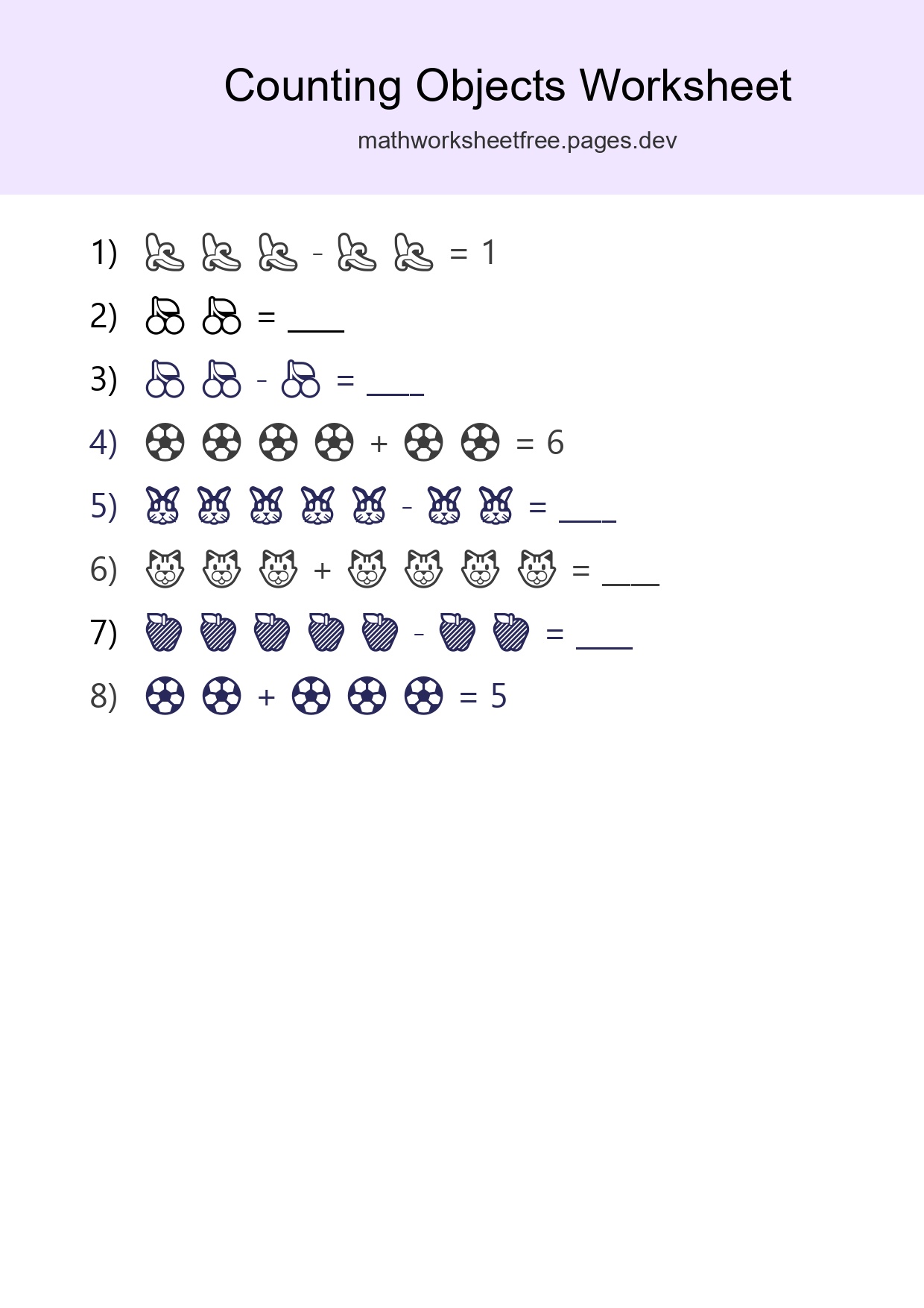 Kindergarten Count The Objects Worksheet - Part 33
