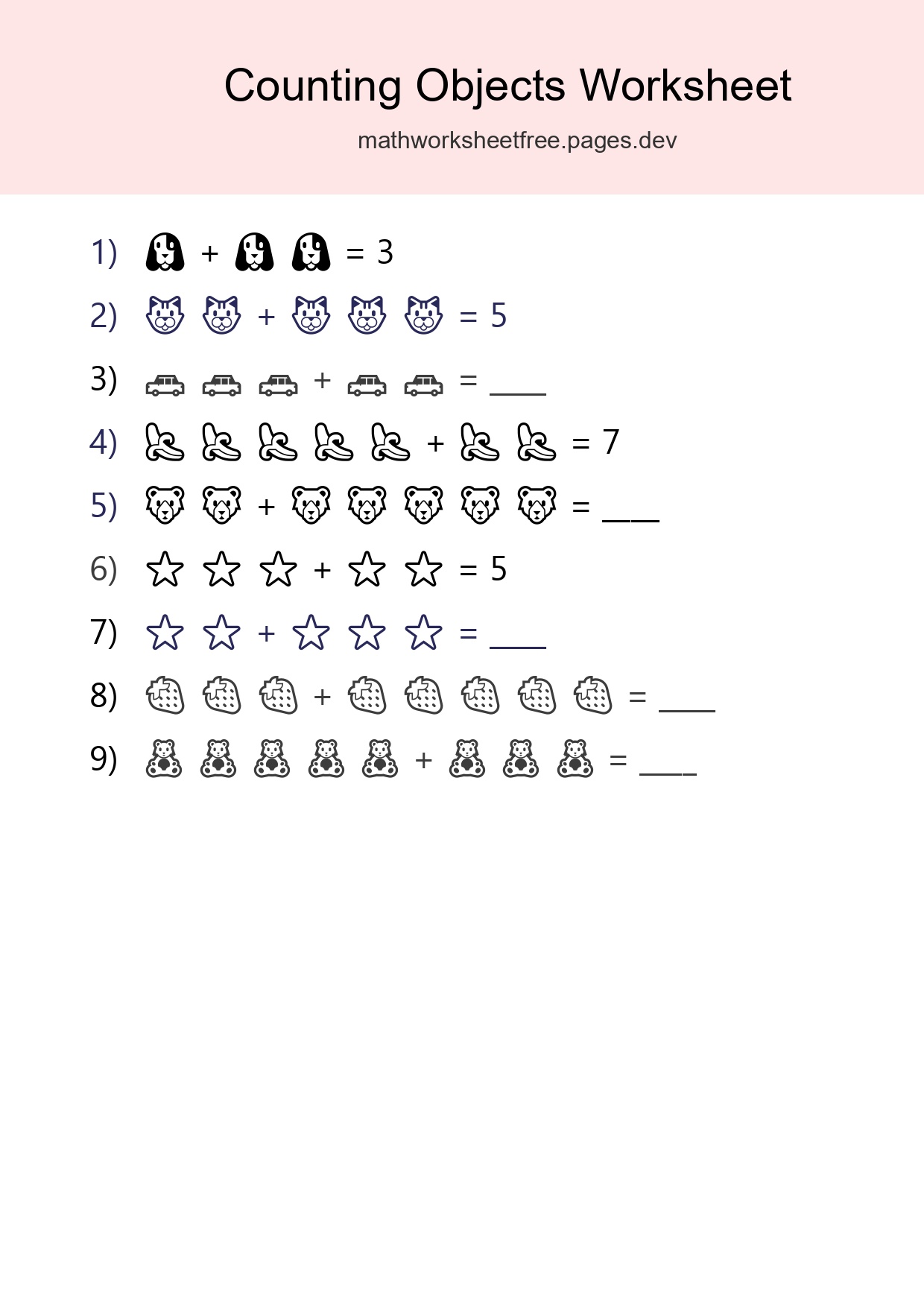 Kindergarten Count The Objects Worksheet - Part 93