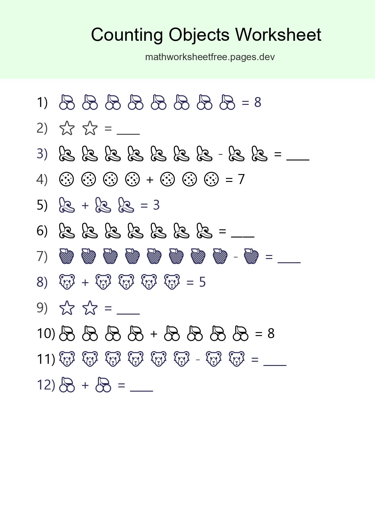 Learn Counting With Pictures Worksheet (Kindergarten) - Part 143