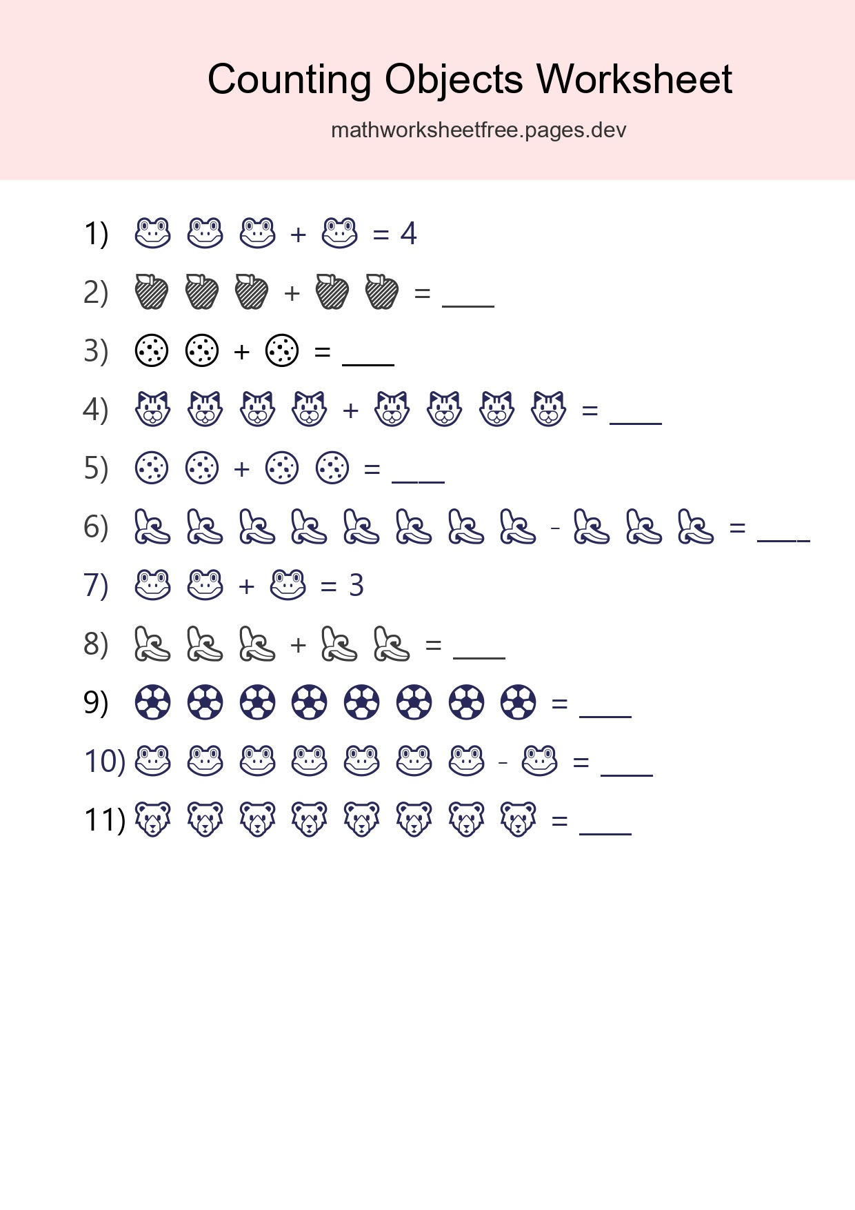 Learn Counting With Pictures Worksheet (Kindergarten) - Part 173