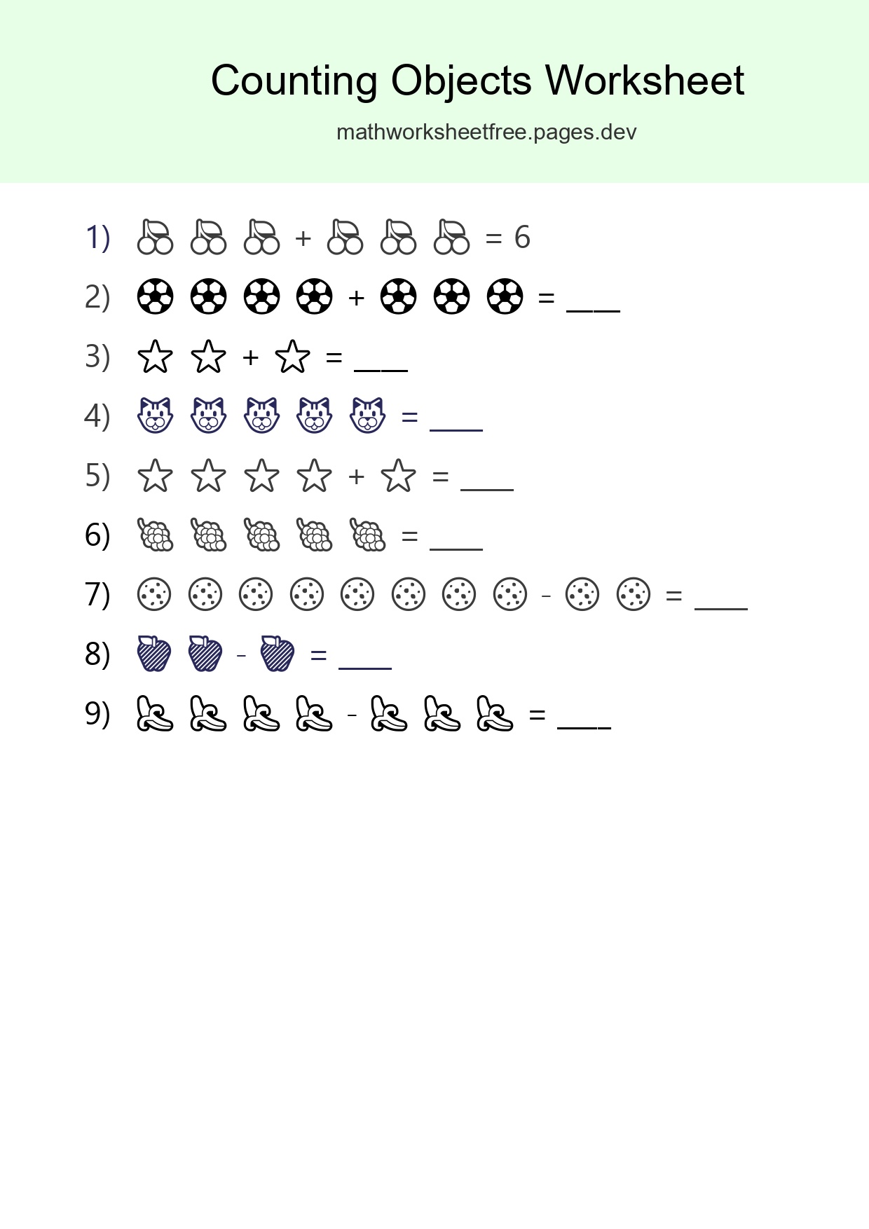 Learn Counting With Pictures Worksheet (Kindergarten) - Part 193