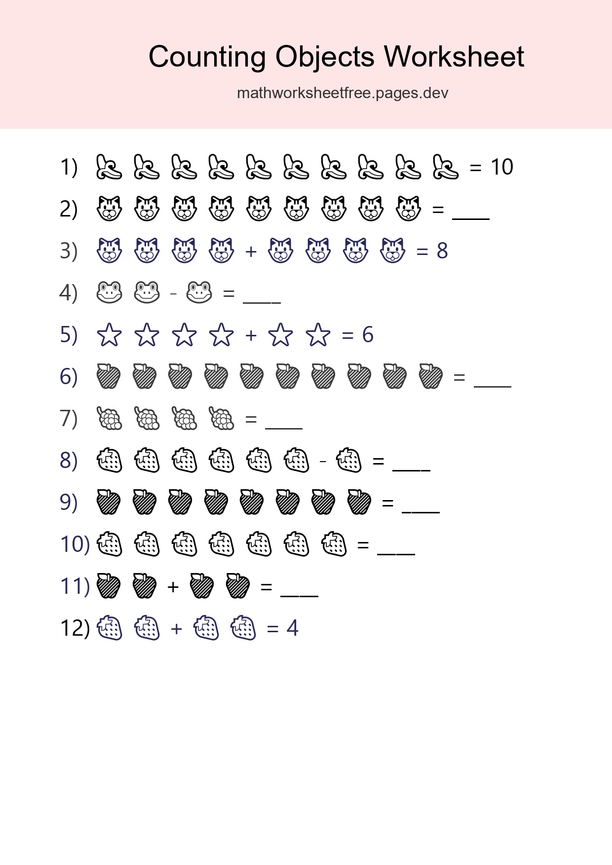 Learn Counting With Pictures Worksheet (Kindergarten) - Part 233