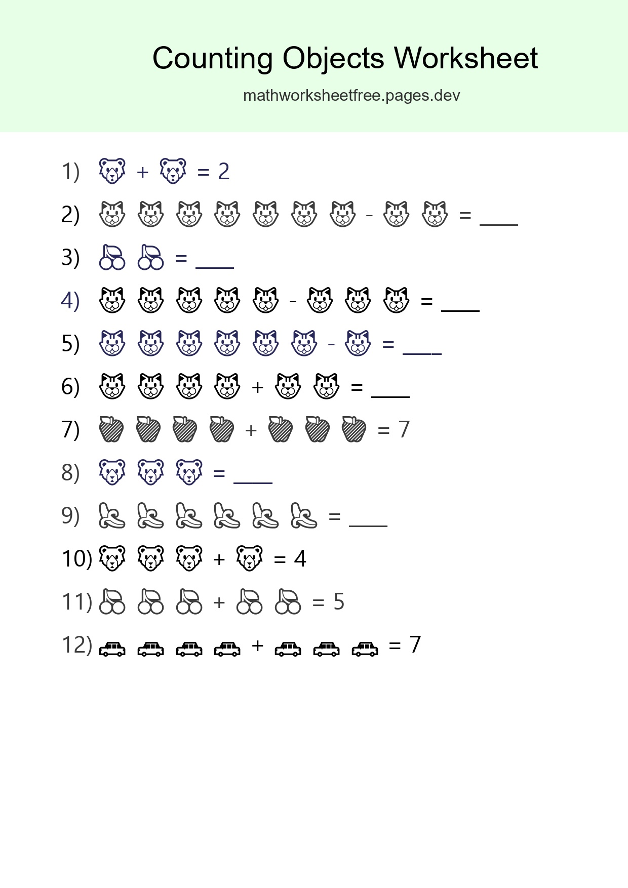 Learn Counting With Pictures Worksheet (Kindergarten) - Part 73