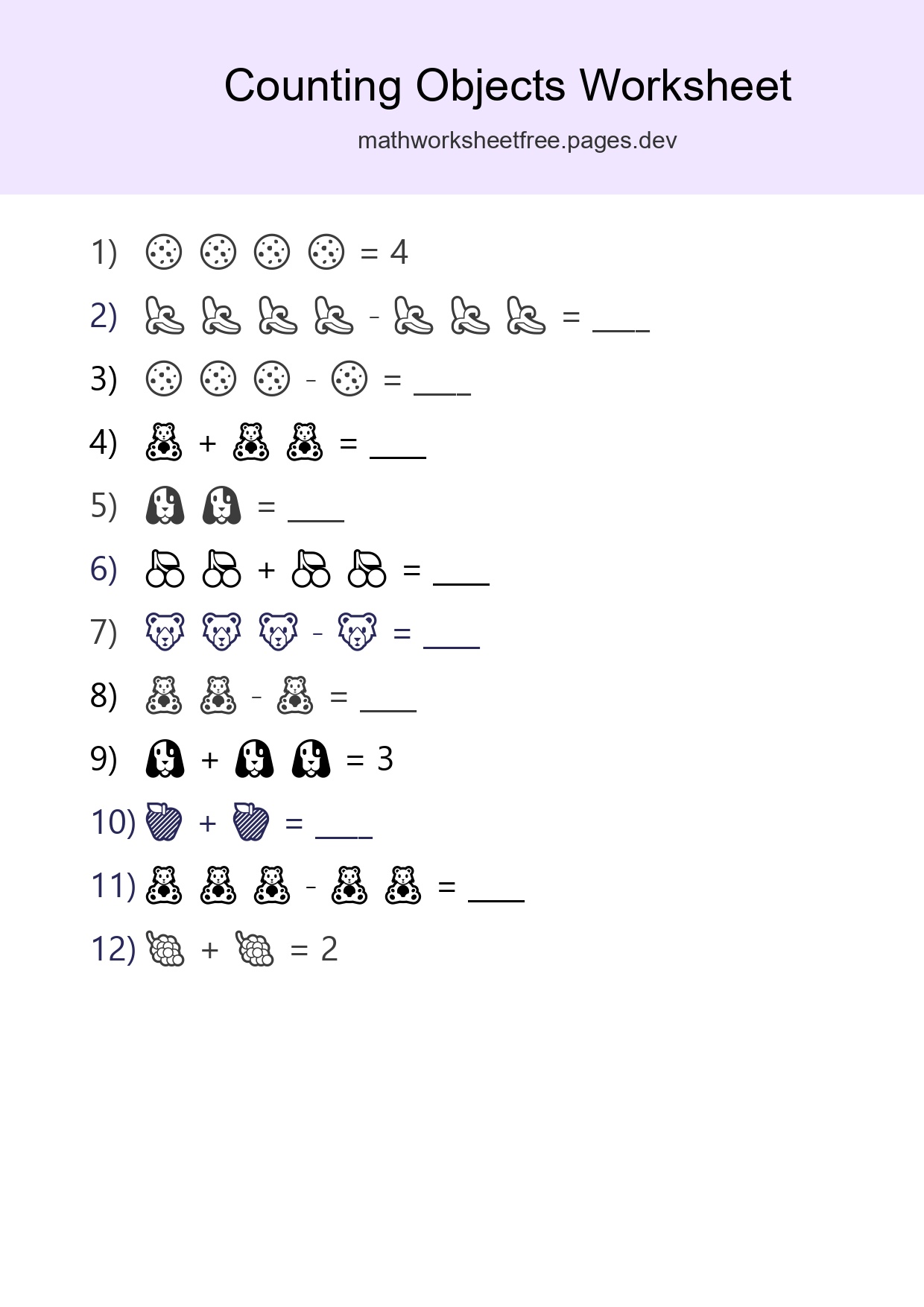 Pre-K Count The Objects Worksheet - Part 243