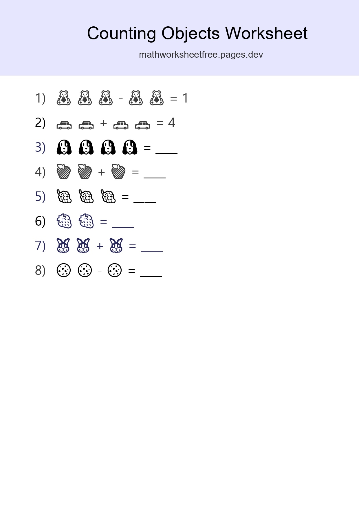 Pre-K Count The Objects Worksheet - Part 263