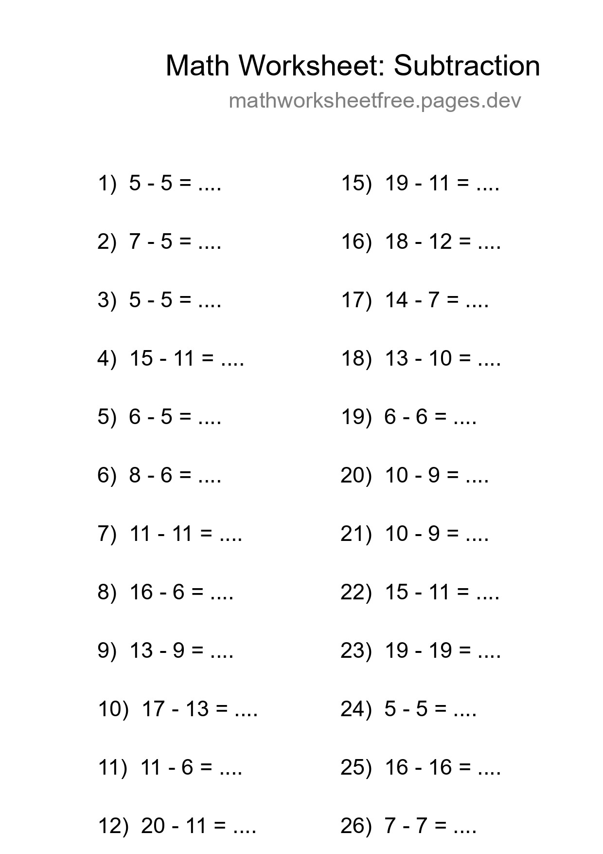 Printable Free 27 Subtraction Math Worksheet For Grade 2 - Part 298